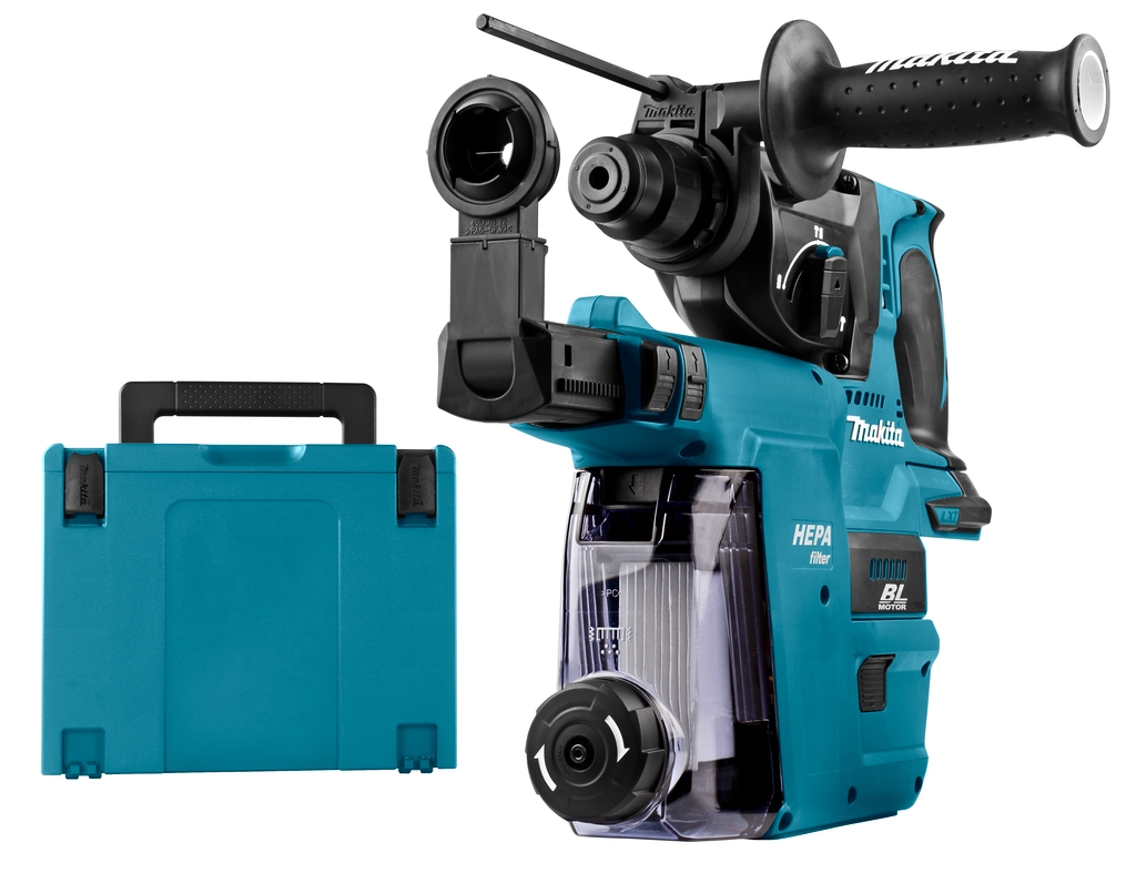 Makita DHR242ZJW Perfo-burineur SDS-Plus 18V + Système d'aspiration DX06