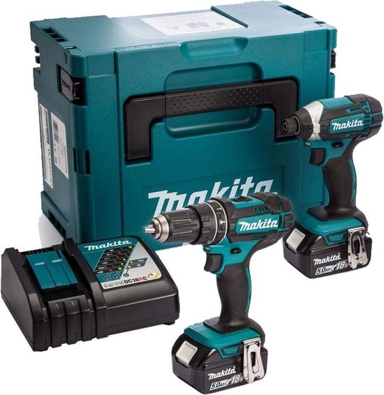 Makita DLX2131TJ - Perceuse sans fil DHP482 Cl&eacute; &agrave; chocs sans fil DTD152 18 Volts 5.0 Ah Li-ion