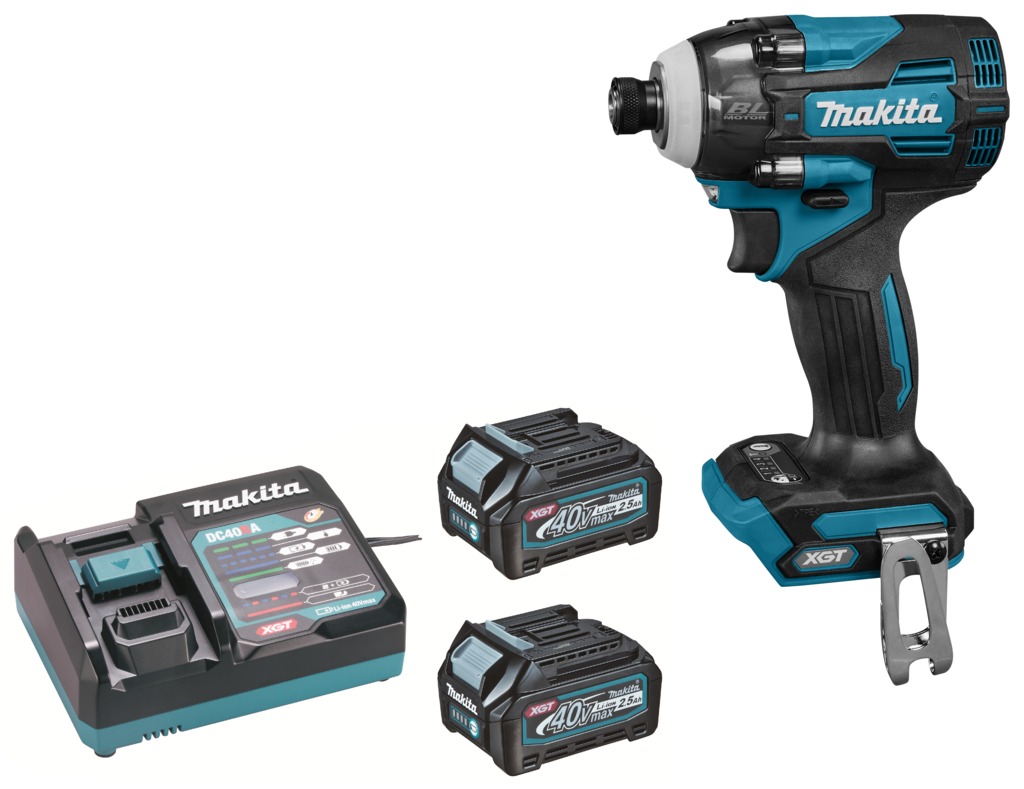 Makita TD004GD201 Visseuse &agrave; percussion XGT 40V Max Accu 230Nm 2x 40V 2.5Ah batteries et chargeur rapide dans Mbox