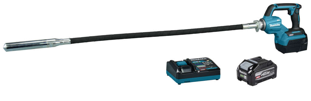 Makita VR004GU101 Vibrateur à béton sans fil XGT 40 V Max, 1 200 mm, avec 1 batterie 40 V 4,0 Ah et un chargeur rapide, le tout dans un coffret