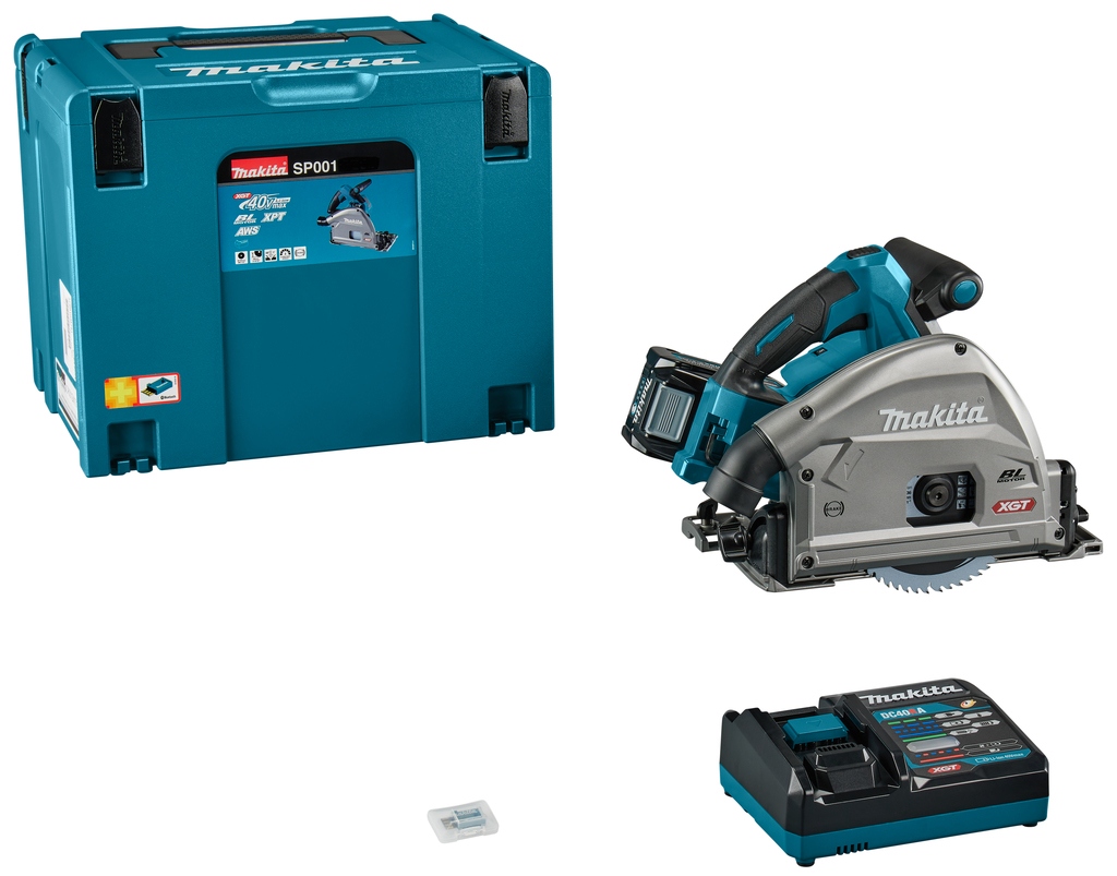 Makita SP001GU101 Scie circulaire sans fil XGT 40V Max 165 mm avec émetteur AWS 1x batterie 4.0Ah et chargeur rapide en mallette