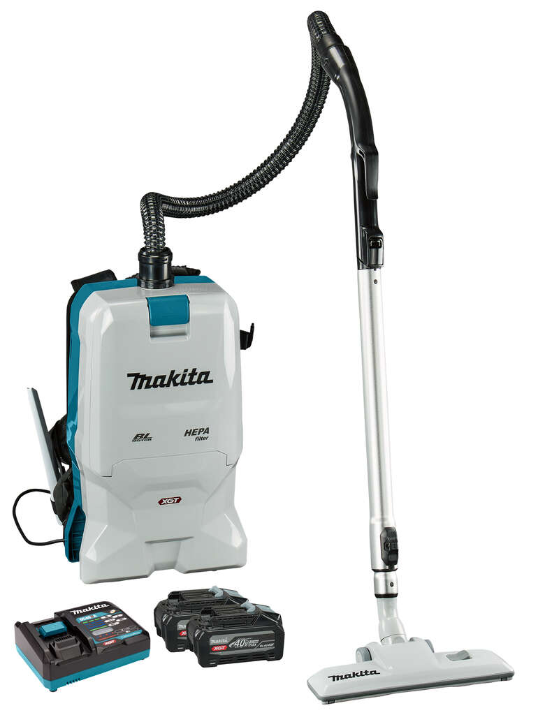 Makita VC011GU202 Aspirateur dorsal &agrave; batterie XGT 40V Max pour le m&eacute;nage, avec 2 batteries BL4040F de 4,0 Ah et un chargeur rapide dans son coffret