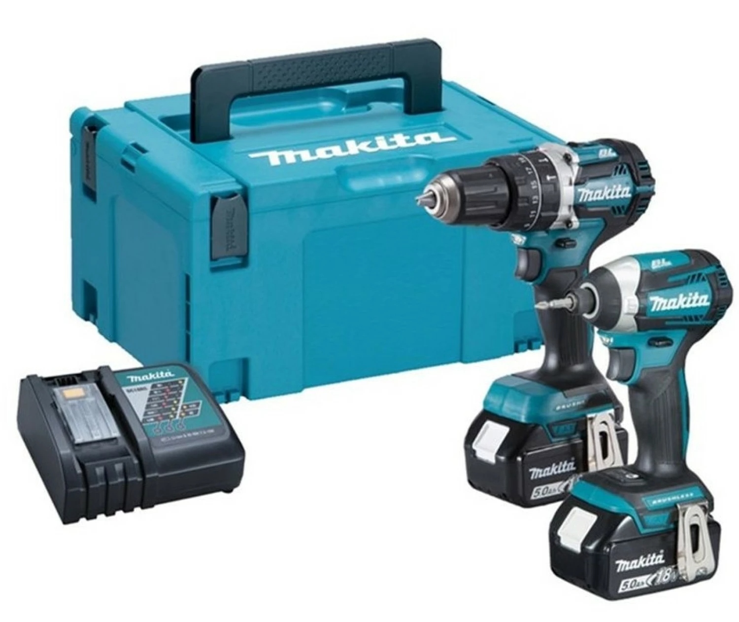 Makita DLX2181TJ1 Perceuse à percussion sans fil DHP484 + Visseuse à percussion sans fil DTD154 18 Volt 5.0 Ah Li-ion + 5 ans de garantie !