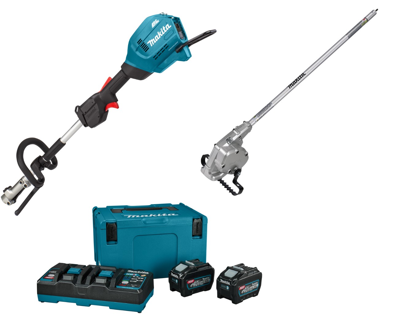 Makita UX01GT2NL1 Accu Combisystem Poignée en D 40V Max + Attachement Bineuse + Kit de démarrage XGT DC40RB Chargeur double + 2 x Batterie BL4050F