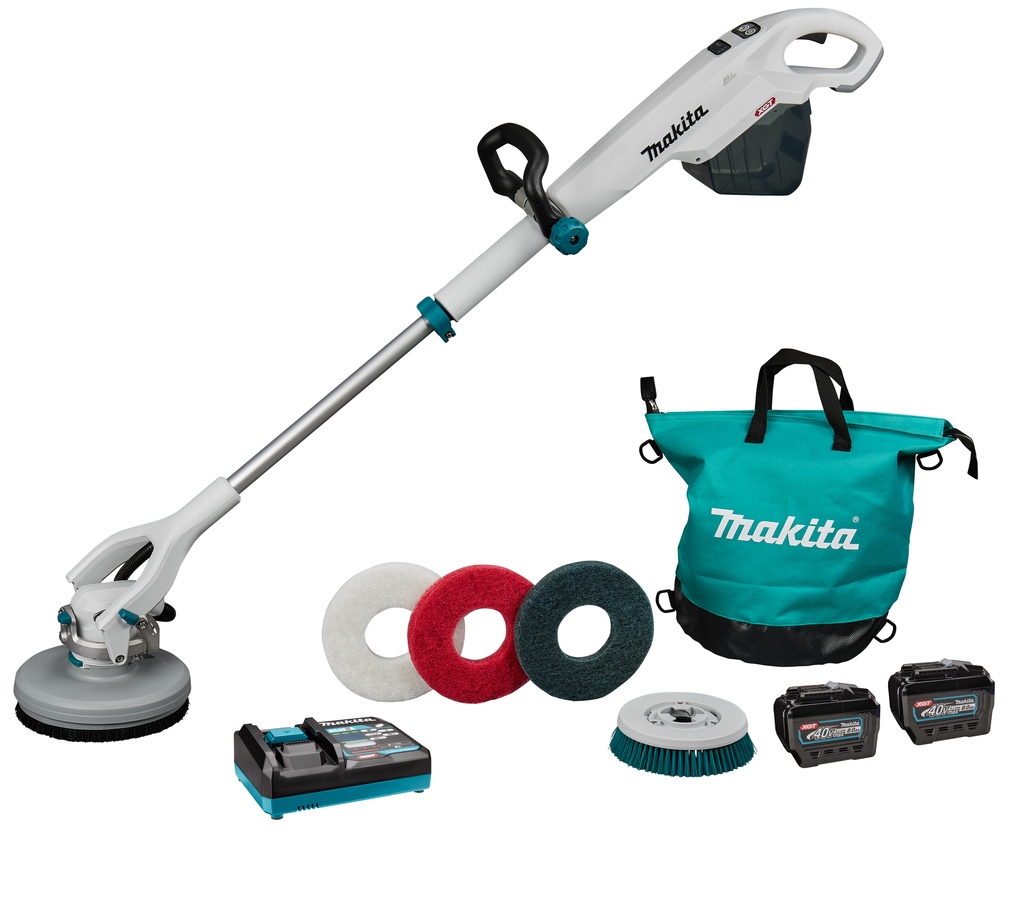 Makita PS001GL2NL1 XGT 40 V Max autolaveuse/polisseuse sans fil 2x 40V 8.0Ah batteries et chargeur rapide dans la boîte