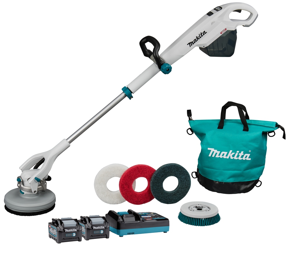 Makita PS001GM2NL1 XGT 40 V Max autolaveuse/polisseuse sans fil 2x 40V 4.0Ah batterie et chargeur rapide dans la boîte
