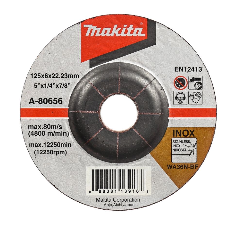Makita Accessoires A-80656 Meule 125x6mm en acier inoxydable