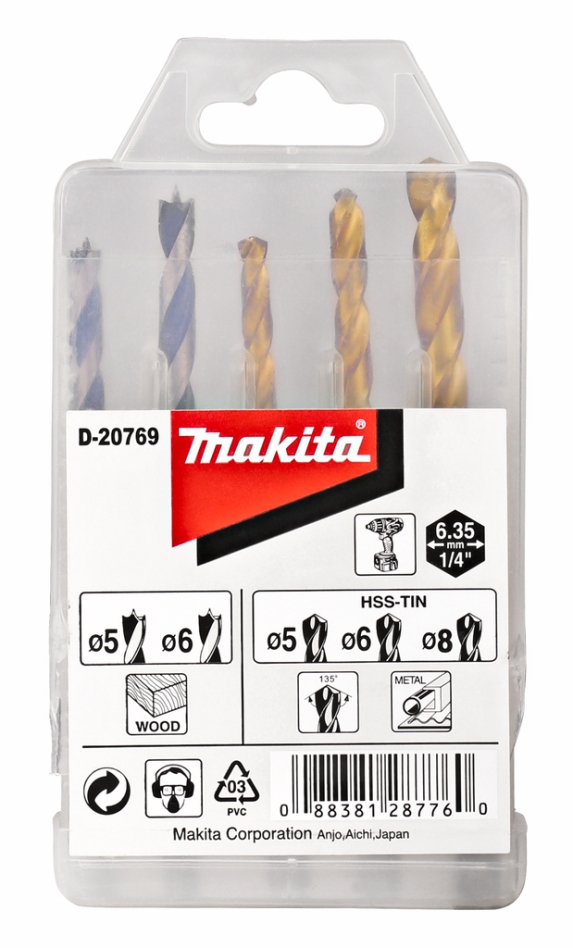 Makita Accessoires D-20769 Jeu de forets 1/4" Forme E