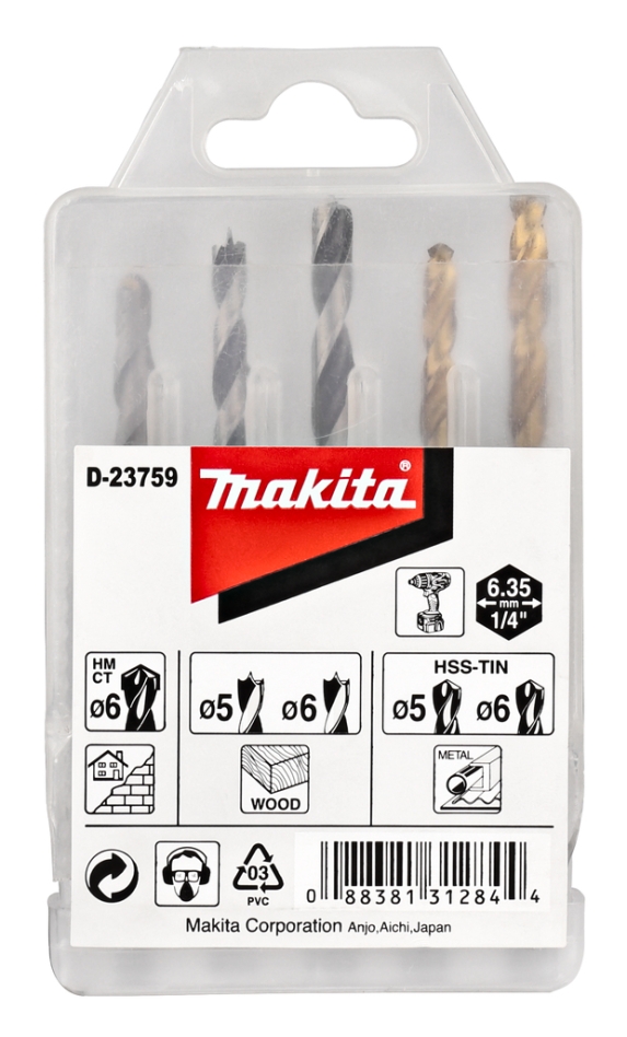 Makita Accessoires D-23759 Jeu de forets 1/4" Forme E