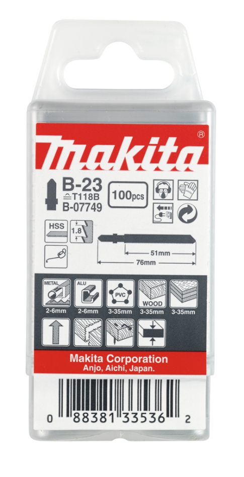 Makita Accessoires B-07749 Lame de scie sauteuse B23 100 pièces