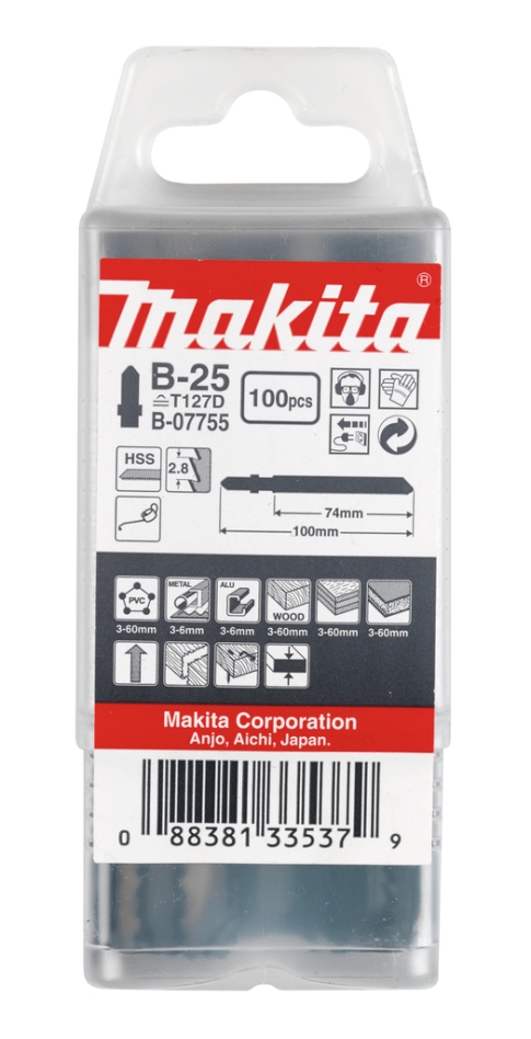 Makita Accessoires B-07755 Lame de scie sauteuse B25 100 pièces