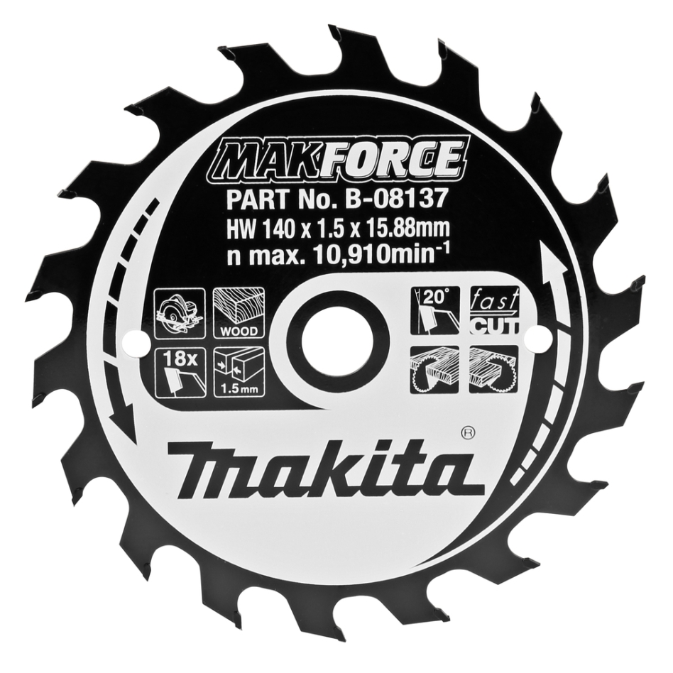 Makita Accessoires B-08137 Lame de scie HM Bois 140 x 16 x 18T