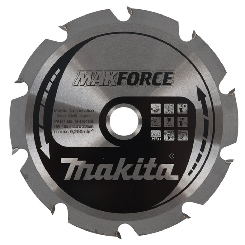 Makita Accessoires B 08159 HM Lames Carbures Bois 165 X 20 X 10T makita-accessoires-b-08159-hm-lames-carbures-bois-165-x-20-x-10t