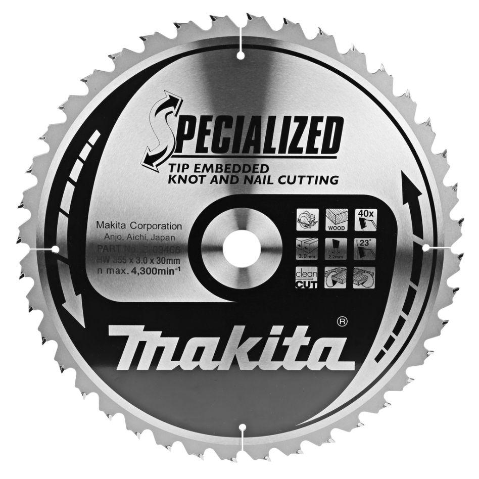 Makita Accessoires B-09466 Lame de scie HM Pointe E 355 x 30 x 40T
