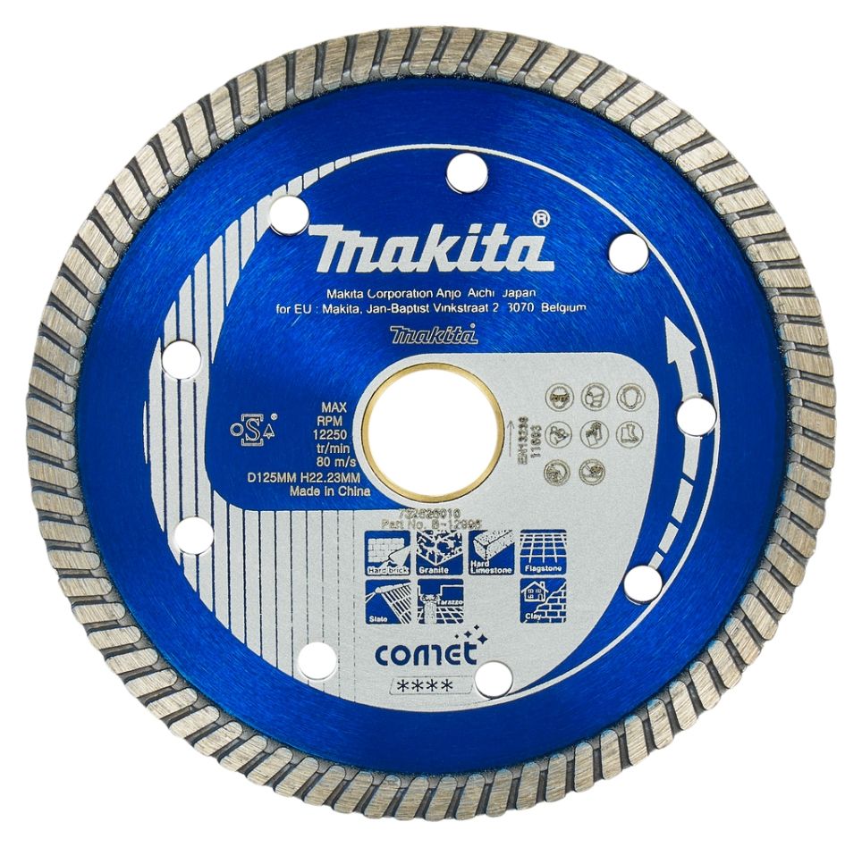 Makita Accessoires B-12996 Roue diamantée 125 x 22,2 mm Bleu Turbo
