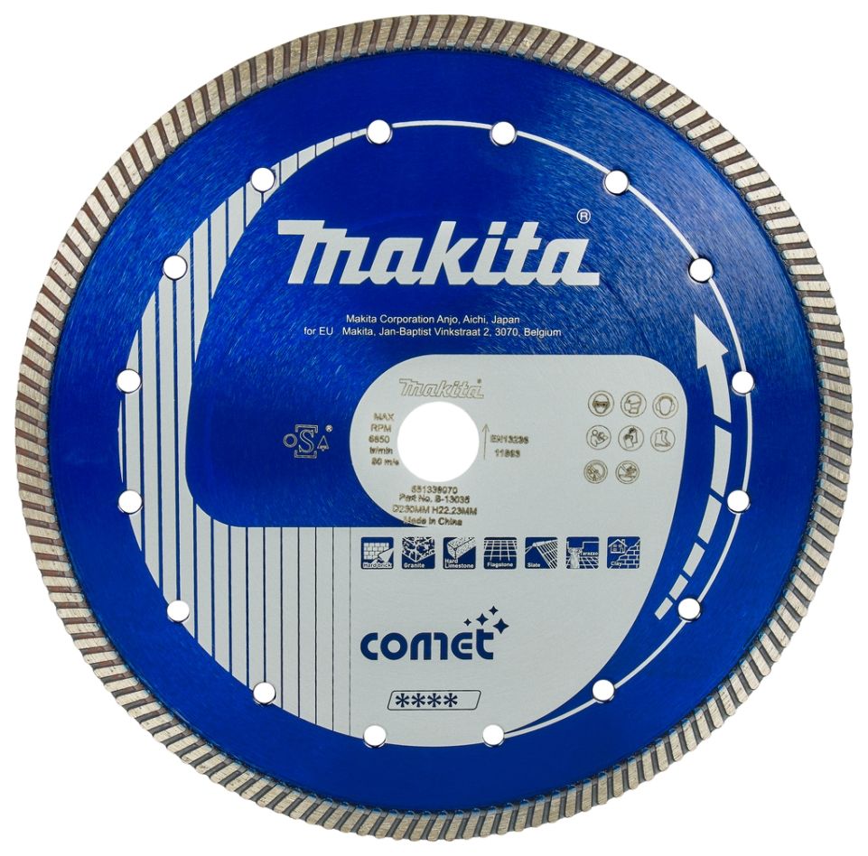 Makita Accessoires B-13035 Roue diamantée 230 x 22,2 mm Bleu Turbo