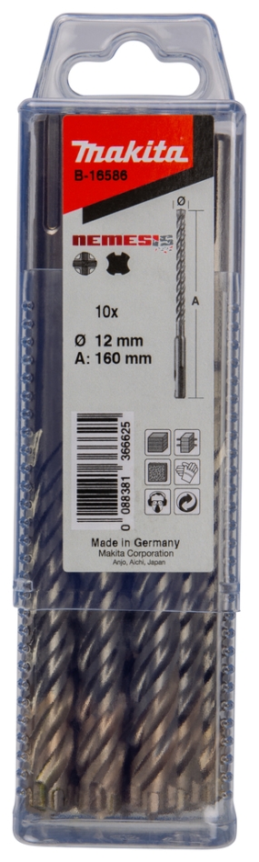 Makita Accessoires B-16586 P4S SDS-PLUS foret 12x160mm 10 Pièces