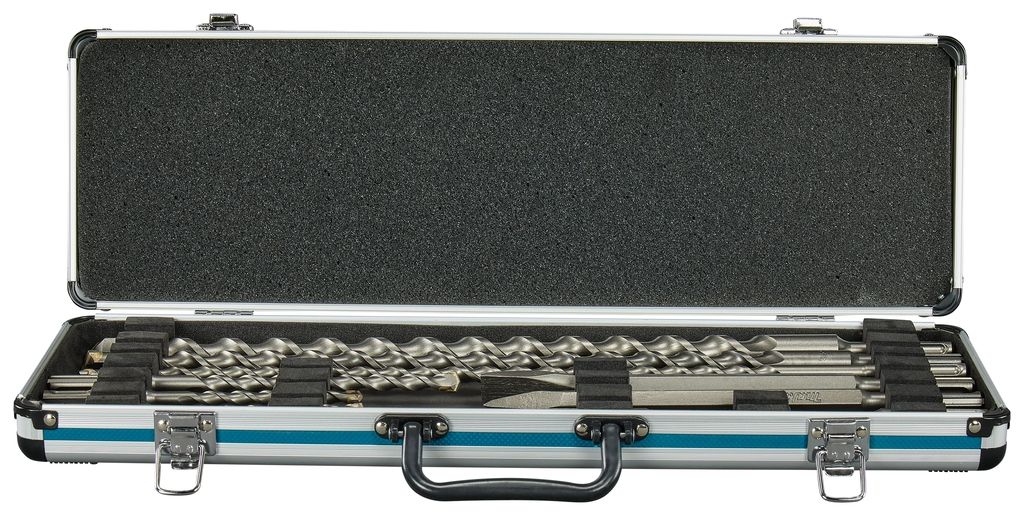 Makita Accessoires D-42391 Jeu de forets et de burins 10 pièces dans un coffret en aluminium