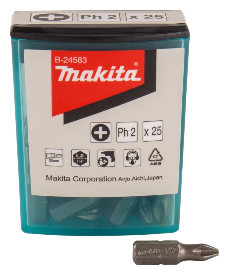 Makita Accessoires B-24583 Embout de vis PH2x25mm 25 pièces