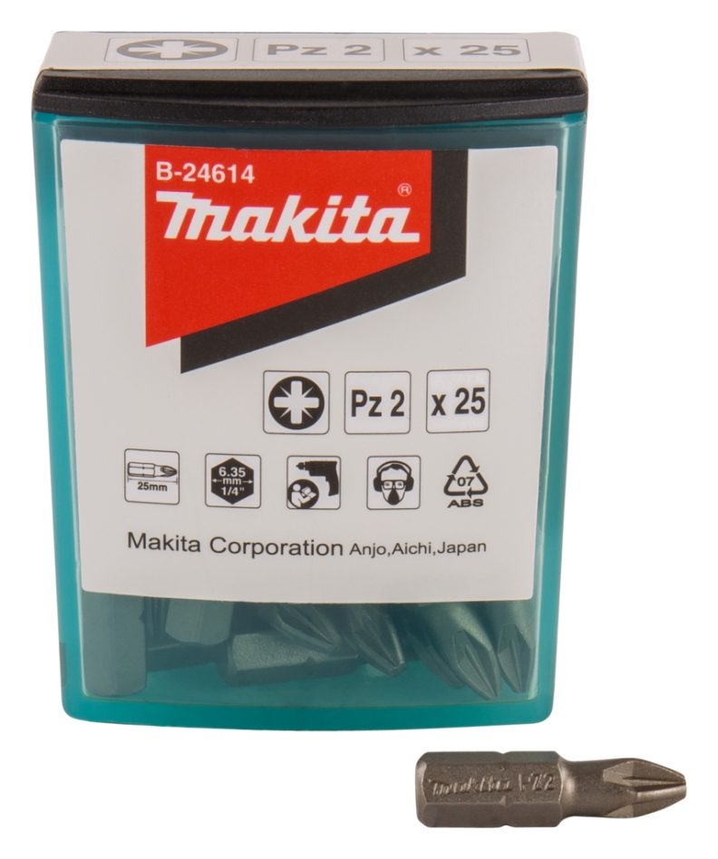 Makita Accessoires B-24614 Embout de vis PZ2x25mm 25 pièces