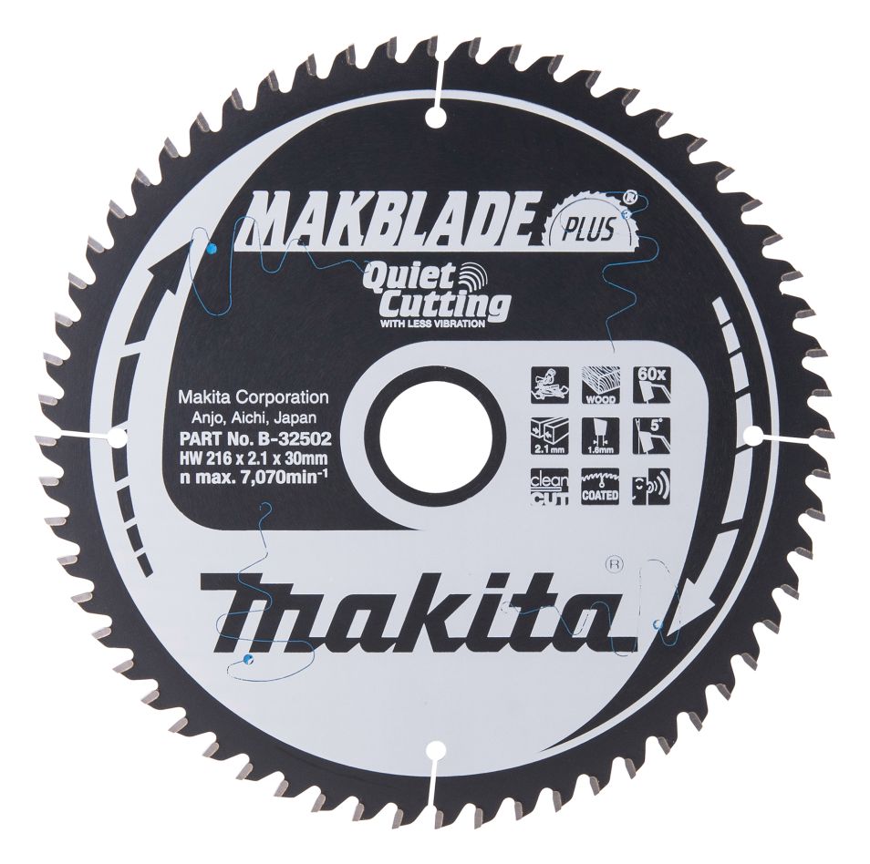 Makita Accessoires B-32502 Makblade-Plus lame de scie à tronçonner Bois 216x30x2.1 60T 5g