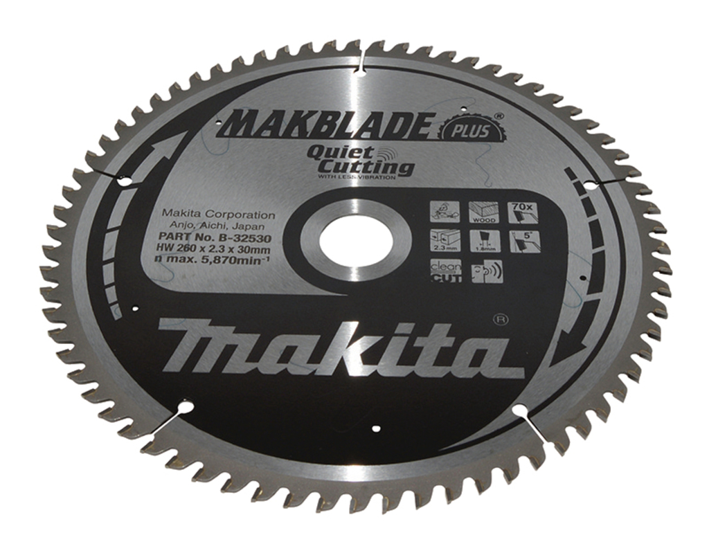 Makita Accessoires B-32530 Lame de scie à tronçonner Bois Makblade-Plus 260x30x2,3 70T 5g