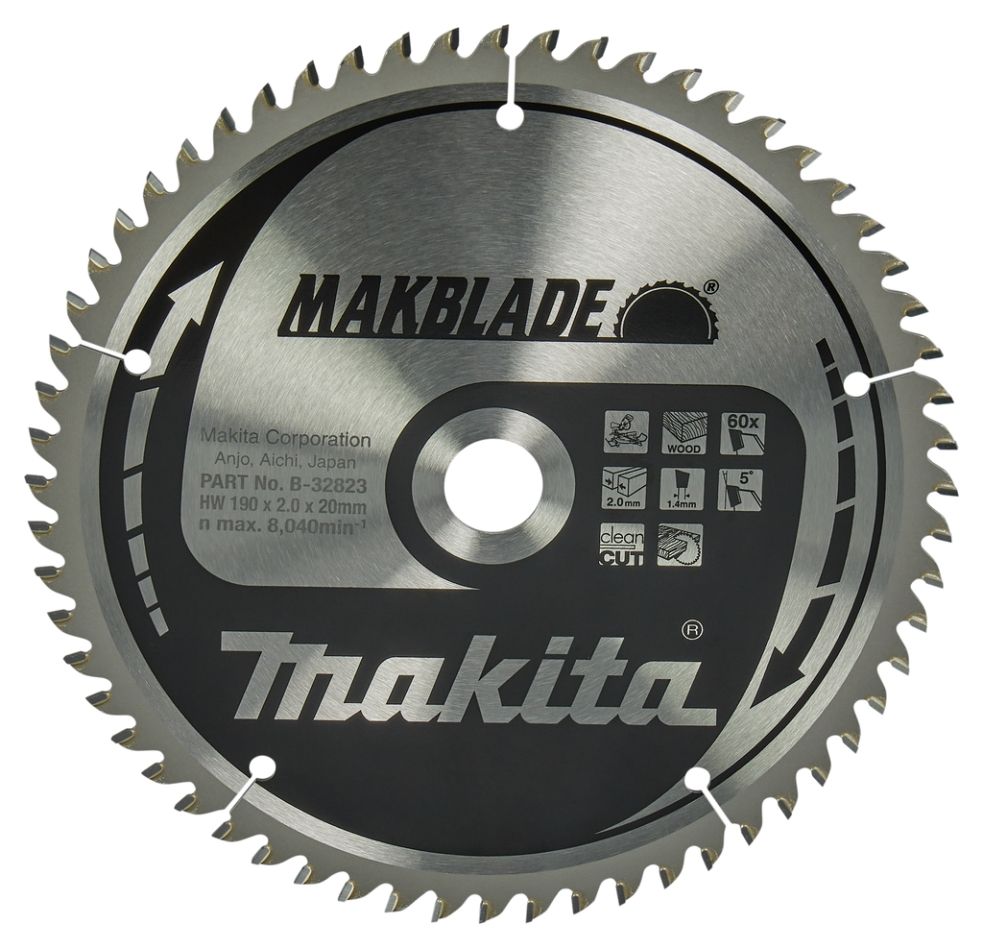 Makita Accessoires B-32823 Lame de scie HM Bois 190 x 20 x 60T