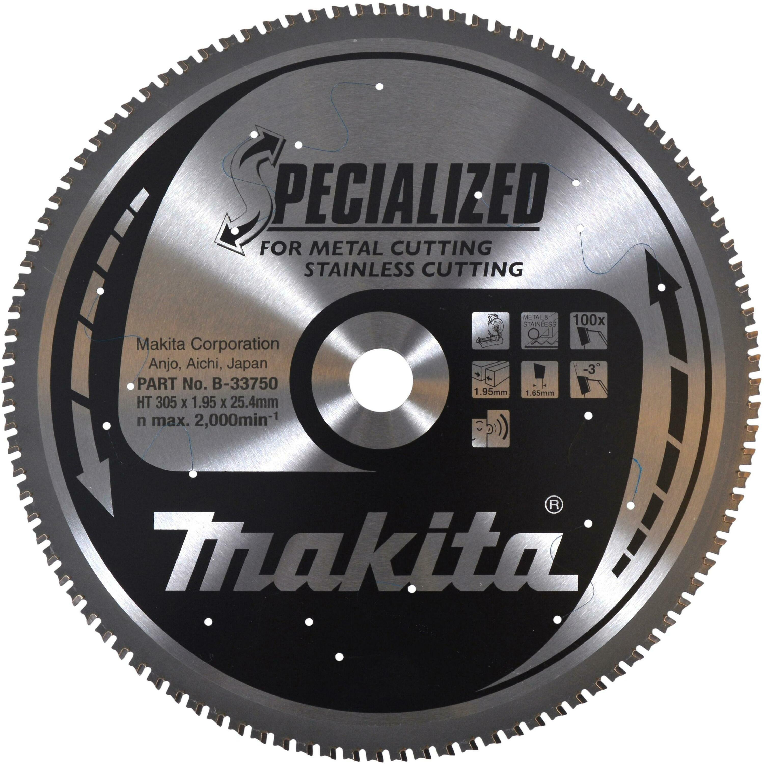 Makita Accessoires B-33750 Lame de scie circulaire HM pour m&eacute;tal 305 x 1,9 x 25, 100 dents