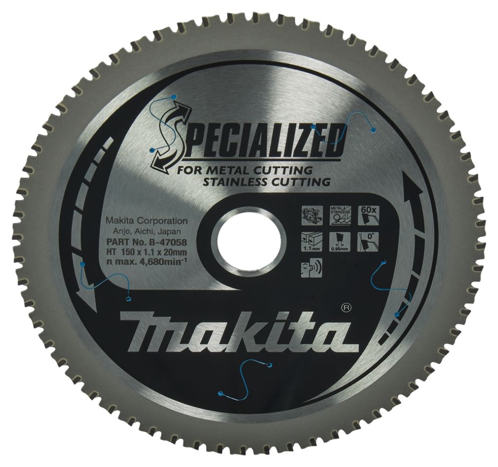 Makita Accessoires B-47058 Lame de scie circulaire SS/Acier Spécialisée 150x20x1,1 60T 0°