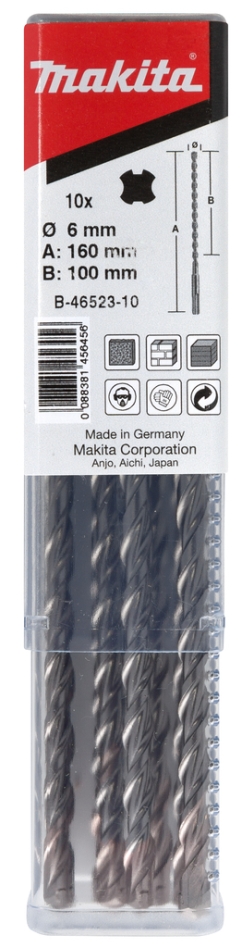 Makita Accessoires B-46523-10 P2S SDS-PLUS foret 6x160mm 10pcs