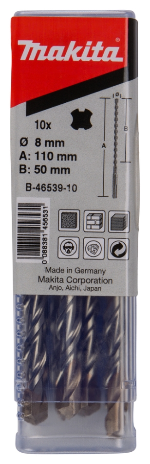 Makita Accessoires B-46539-10 P2S:SDS-PLUS foret 8x110mm 10pcs