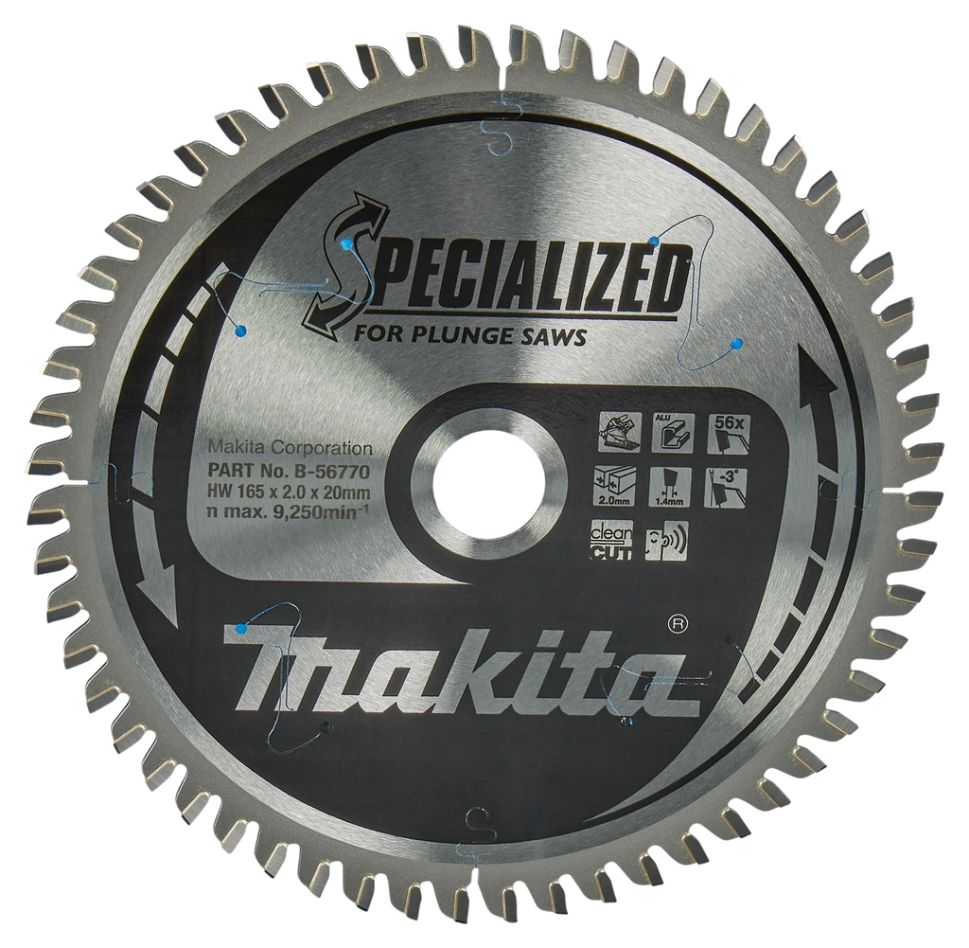 Makita Accessoires B-56770 Lame de scie HM spécialisée 165 x 20 x 56T épaisseur 1.40mm