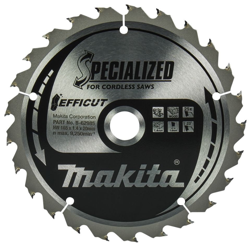 Makita Accessoires B-62985 Lame de scie HM Specialized 165 x 20 x 1,4 mm