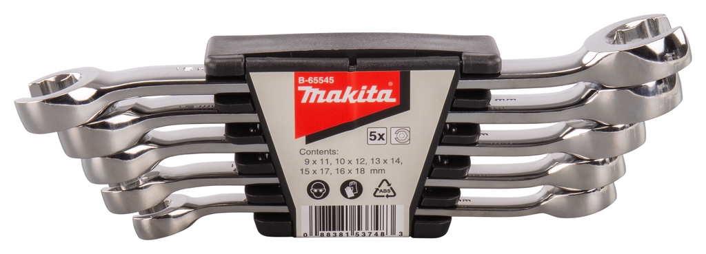 Makita Accessoires B-65545 Jeu de clés à anneaux ouvert 5 pièces