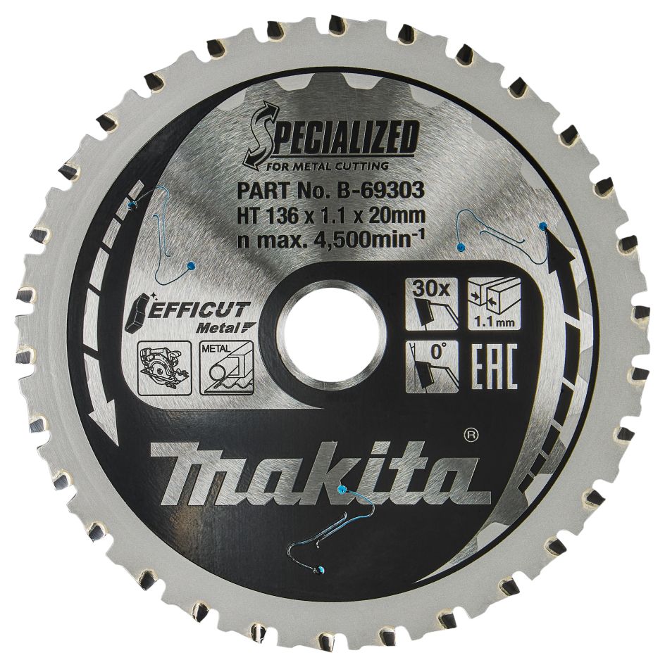 Makita Accessoires B-69303 Efficut Lame de scie circulaire Acier 136x20x1,1 30T 0g
