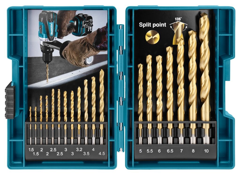 Makita Accessoires D-67527 Jeu de Forets à métaux HSS-TiN 19 pièces