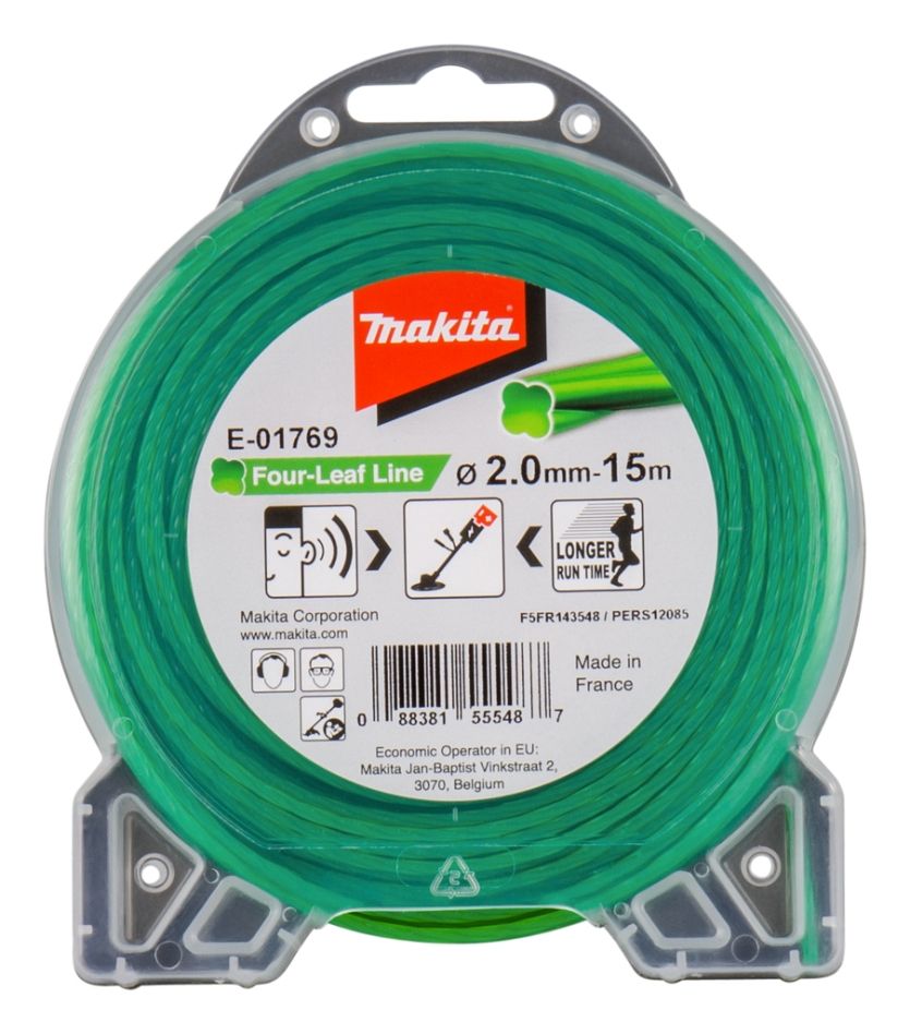 Makita Accessoires E-01769 Fil de coupe vert 2mm x 15 mtr pour débroussailleuses