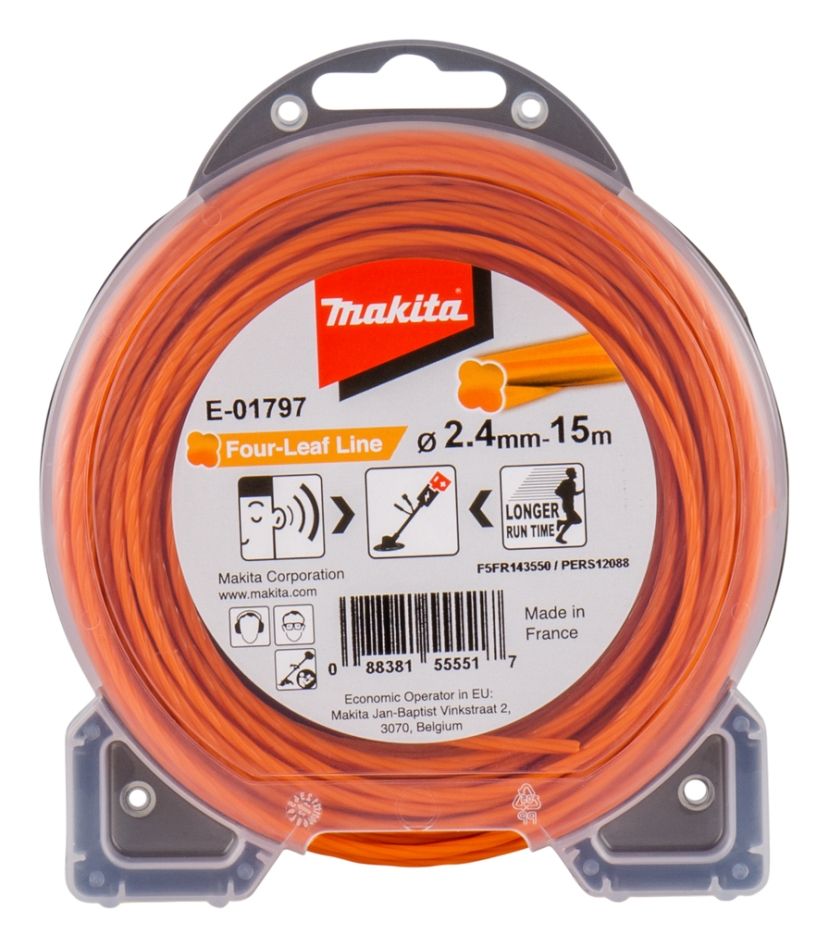 Makita Accessoires E-01797 Fil de coupe 2,4 x 15 mètres Orange