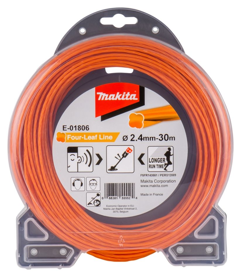 Makita Accessoires E-01806 Fil de coupe 2.4 x 30 mètres Orange