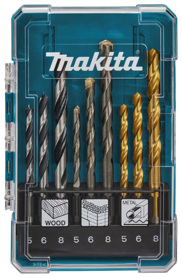 Makita Accessoires D-71962 Jeu de forets pierre/bois/métal 9 pièces