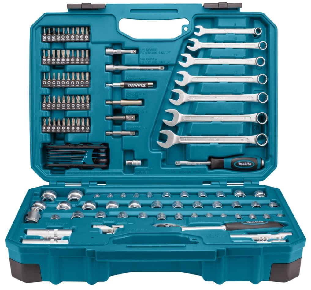 Makita Accessoires E-06616 Jeu d''outils à main 120 pièces dans une mallette en plastique