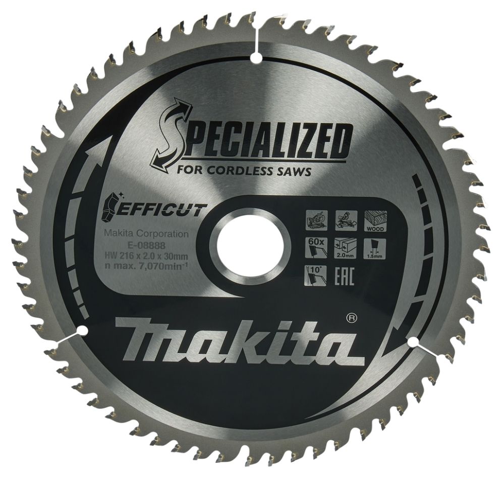 Makita Accessoires E-08888 Lame de tronçonneuse à bois 216 x 30 x 60T