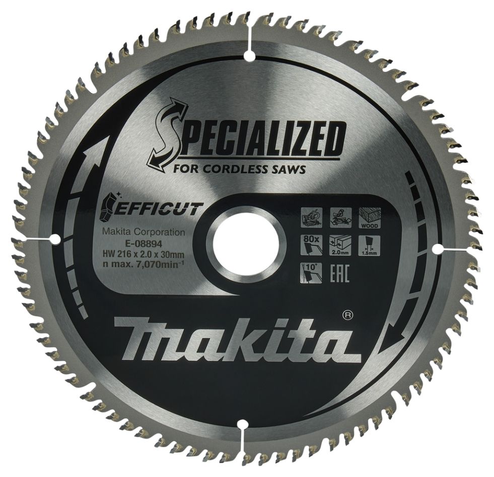 Makita Accessoires E-08894 Lame de scie transversale pour bois 216 x 30 x 80T