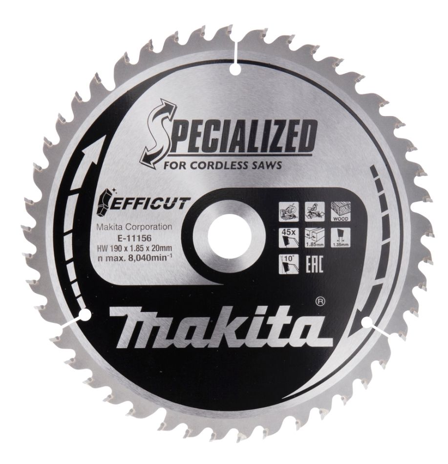 Makita Accessoires E-11184 Lame de scie à tronçonner Bois Efficut 190x20x1.85 45T 10g