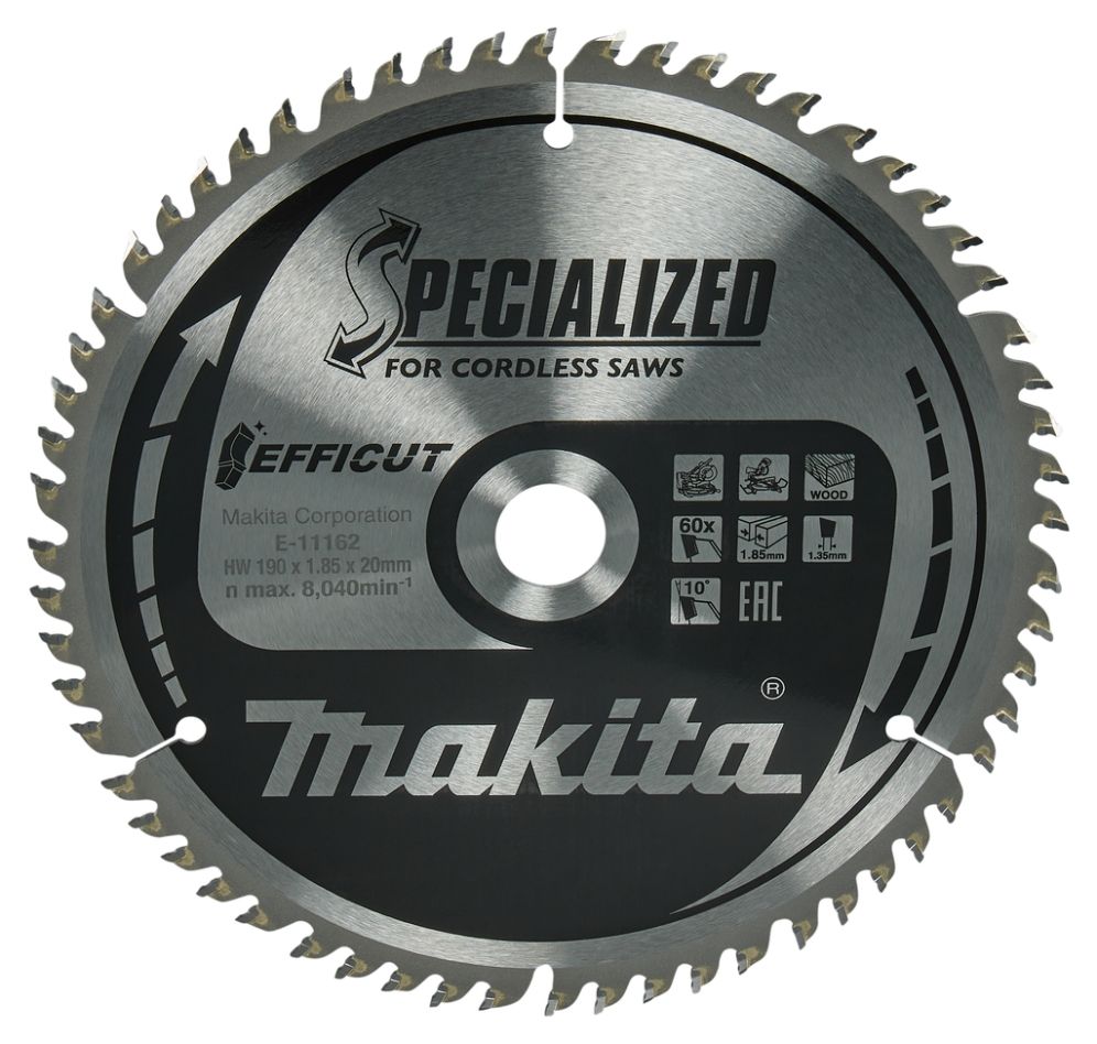 Makita Accessoires E-11190 Lame de scie à tronçonner Bois Efficut 190x20x1.85 60T 10g