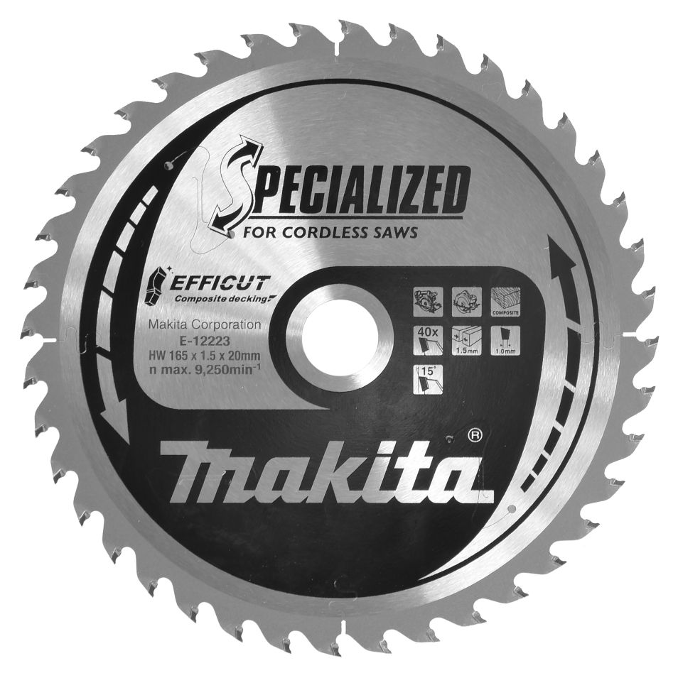 Makita Accessoires E-12223 Efficut Lame de scie circulaire WPC 165x20x1.5 40T 15g