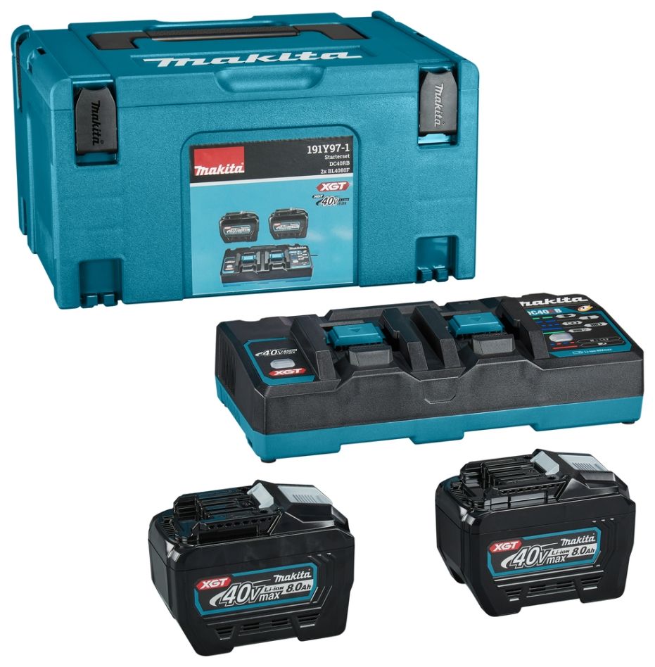 Makita Accessoires 191Y97-1 Kit de démarrage XGT DC40RB Duo chargeur + 2 x Batterie BL4080F 40V max 8.0Ah en MBox