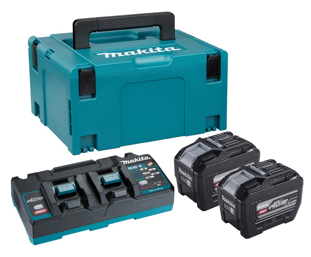 Makita Accessoires PSKGPE2J Kit de d&eacute;marrage 2 batteries Tabless BL4080H 40V 8.0Ah et chargeur rapide DC40RB duo