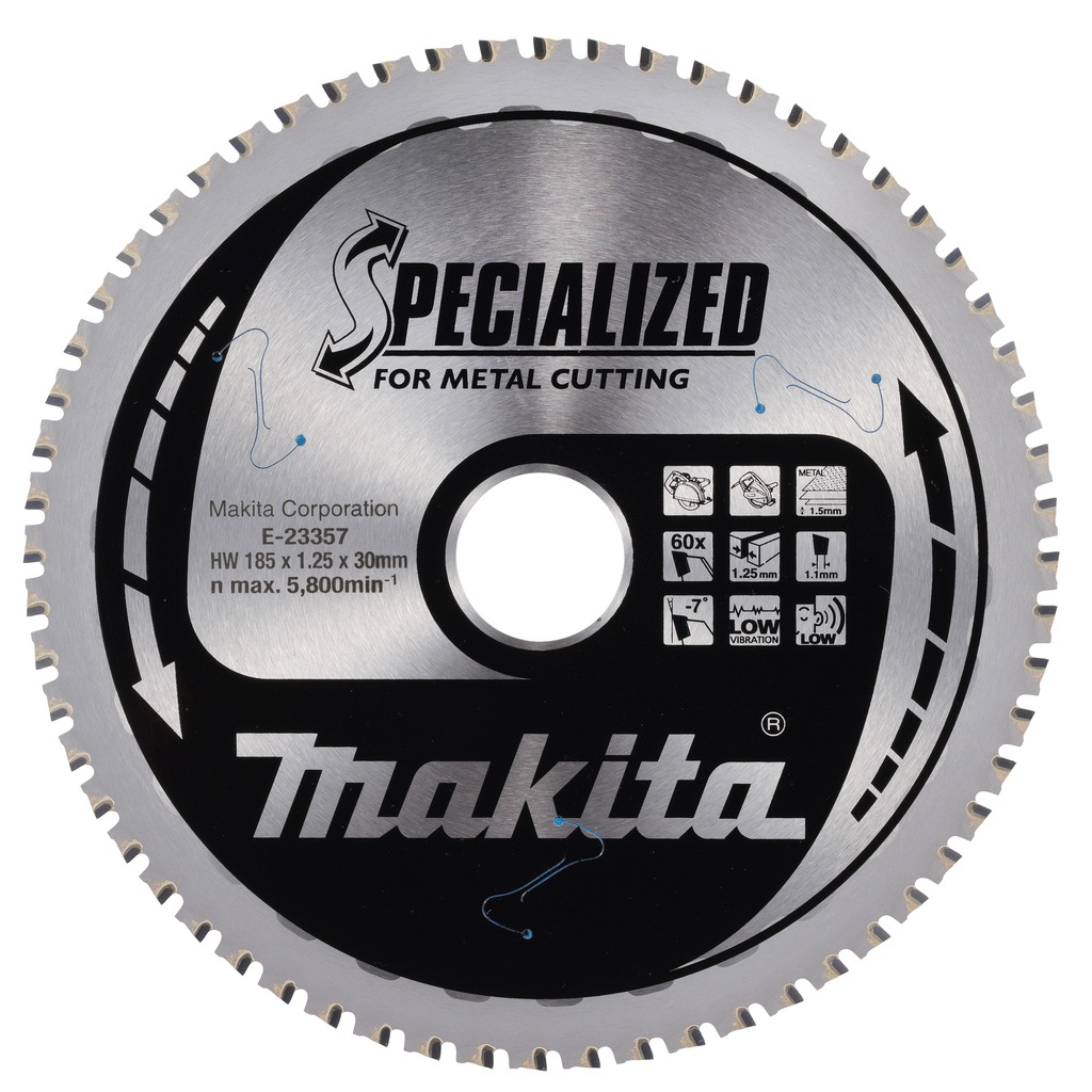 Makita Accessoires E-23357 Lame de scie circulaire sp&eacute;cialis&eacute;e T&ocirc;le d'acier fine 185x30x1,25 60T -7g