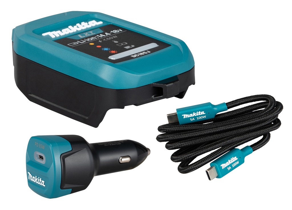 Makita Accessoires 1915U4-1 Kit chargeur LXT DC18SJ USB-C + adaptateur voiture 12-24V